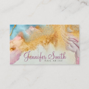 Carte De Visite Aquarelle Abstraite et Parties scintillant or