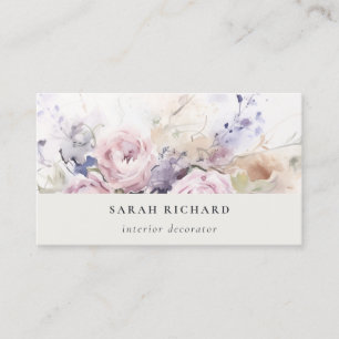 Carte De Visite Aquarelle Abstraite Lilac Rose Floral Bunch