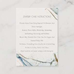 Carte De Visite Aquarelle Abstraite Marine Blue Gold Bijoux Care