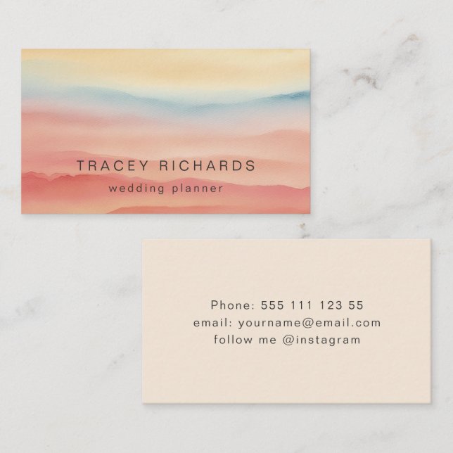 Carte De Visite Aquarelle Abstraite minimaliste (Devant / Derrière)