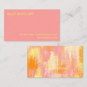 Carte De Visite Aquarelle Abstraite orange jaune rose simple