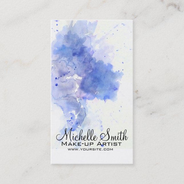 Carte De Visite Aquarelle Abstraite trait de brosse bleu clair (Devant)