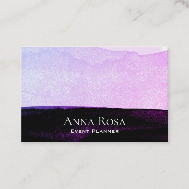 Carte De Visite *~* Aquarelle Abstraite violet noir lavande rose (Devant)