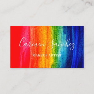 Carte De Visite Aquarelle Abstraite vive Artiste maquillage arc-en