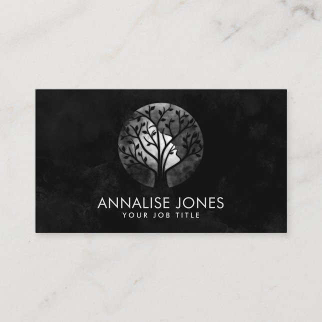 Carte De Visite Aquarelle Arbre Abstrait - Profil féminin (Devant)
