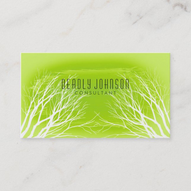 Carte De Visite Aquarelle Arbre Simple Splatte Vert Nature (Devant)