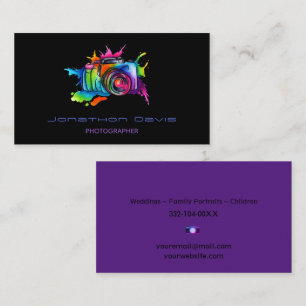 Carte De Visite Aquarelle Arc-en-ciel Photographie couleur Caméra 