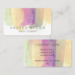 Carte De Visite aquarelle art couleurs pastel double face personna