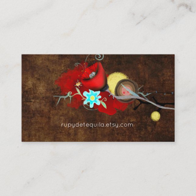 Carte De Visite Aquarelle artisanale Fleurs uniques (Devant)