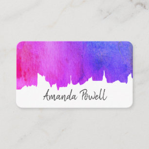 Carte De Visite aquarelle artistique bleu et violet abstrait