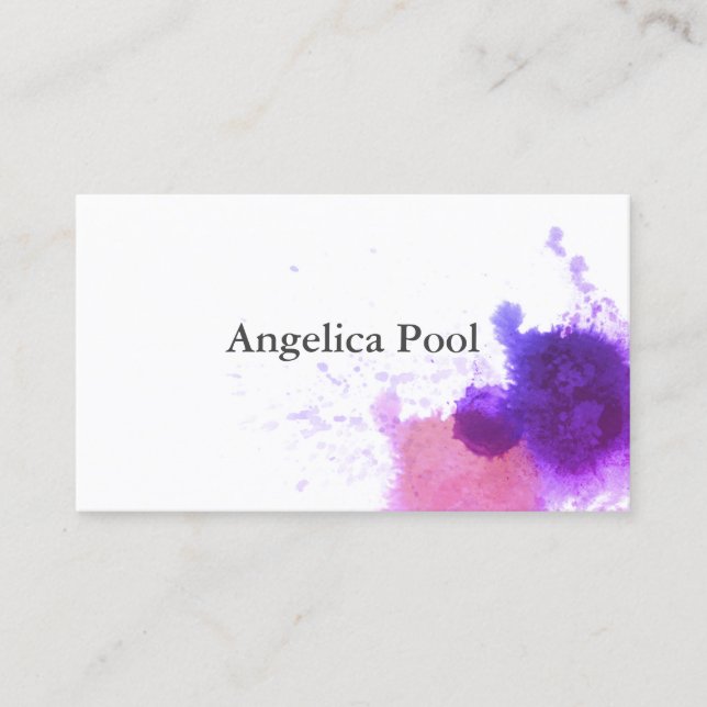 Carte De Visite aquarelle artistique scintillement violet design (Devant)