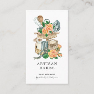 Carte De Visite Aquarelle Baker Pâtisserie Outils de boulangerie