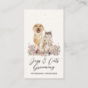 Carte De Visite Aquarelle beige Chiens Chats Animaux de compagnie