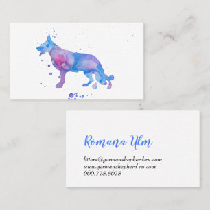 Carte De Visite Aquarelle Berger bleu Chien moderne Illustration