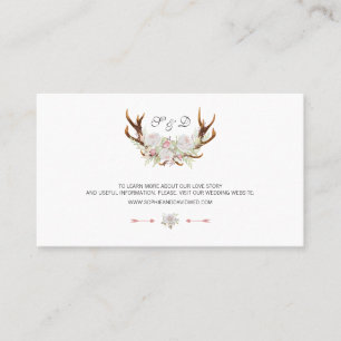 Carte De Visite Aquarelle Blanc Floral Antlers Site Mariage