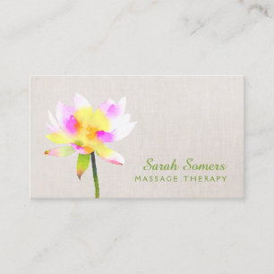 Carte De Visite Aquarelle blanche Lotus Holistic Spa naturel