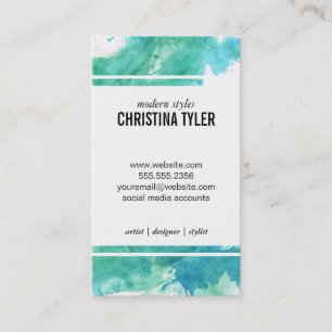 Carte De Visite Aquarelle Bleu