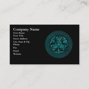 Carte De Visite Aquarelle Bleu Célite Cercle de noeuds avec oisea