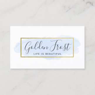 Carte De Visite Aquarelle bleu clair & Or moderne Géométrique Chic
