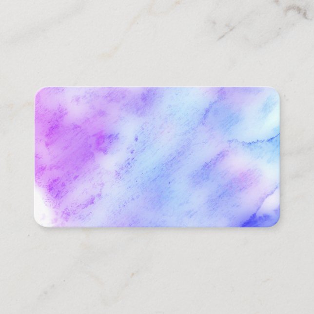 Carte De Visite aquarelle bleu et violet conception double face (Devant)