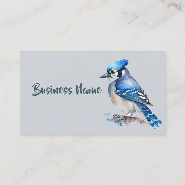 Carte De Visite Aquarelle Bleu Jay Oiseau Nature Art Business (Dos)