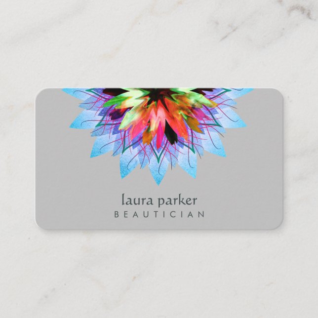 Carte De Visite Aquarelle Bleu Lotus Lotus Logo Massage Yoga (Devant)