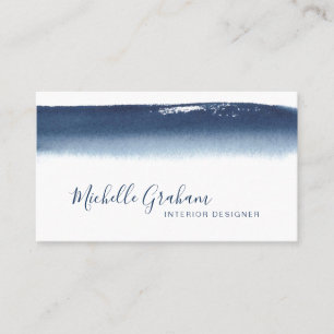 Carte De Visite Aquarelle bleu marine simple