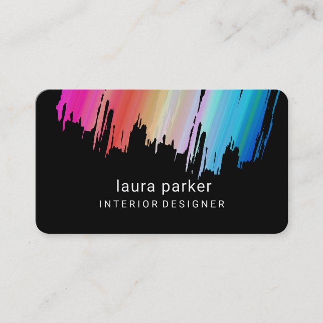 Carte De Visite Aquarelle bleu rose Splatter Abstrait moderne (Devant)
