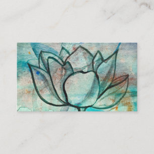 Carte De Visite Aquarelle bleu turquoise Fleur élégant Artsy Lotus