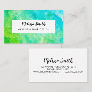 Carte De Visite Aquarelle bleu vert Artiste maquillage Abstrait