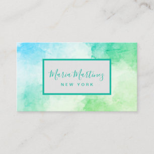 Carte De Visite Aquarelle bleu vert chic élégant