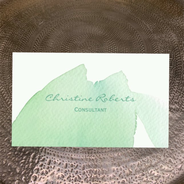 Carte De Visite Aquarelle bleu vert simple et moderne (Personalize this fresh light green blue teal original watercolor business card. Modern stylish)