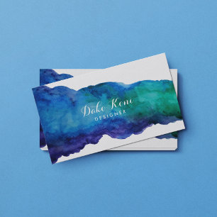Carte De Visite Aquarelle bleue Abstraite