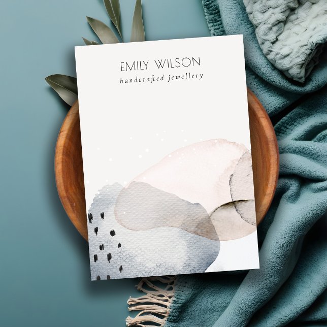 Carte De Visite Aquarelle bleue Abstraite - Écran de bijoux vierge (Créateur téléchargé)