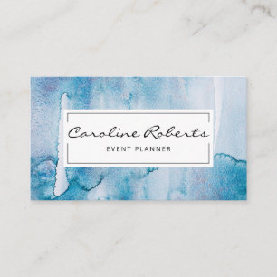 Carte De Visite Aquarelle Bleue Bleu Clair Simple Personnalisée
