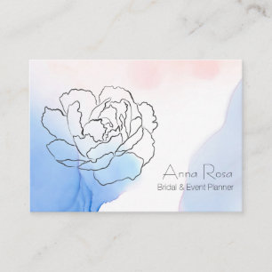 Carte De Visite Aquarelle bleue de rose floral de *~* et rose en