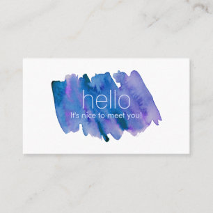 Carte De Visite Aquarelle bleue et violette moderne professionnell