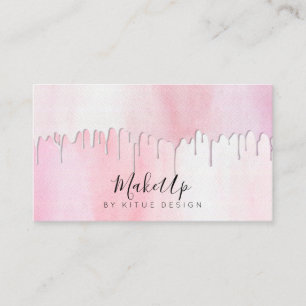 Carte De Visite Aquarelle Blush Rose Drips Mode de maquillage Glam