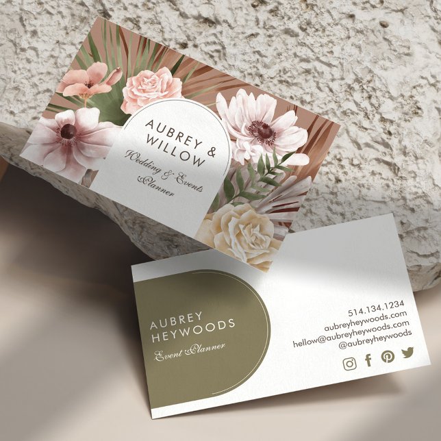 Carte De Visite Aquarelle bohème chic moderne Boho Florals Arch (Créateur téléchargé)