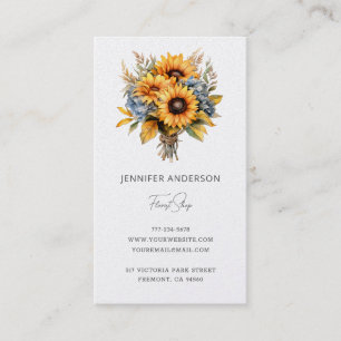 Carte De Visite Aquarelle Bouquet de tournesol fleuriste