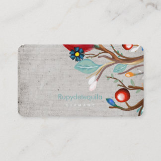 Carte De Visite Aquarelle branches brunes tulipes blanches