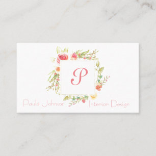 Carte De Visite Aquarelle Cadre Floral