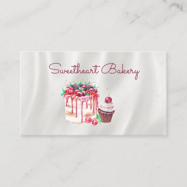 Carte De Visite Aquarelle Cake Cupcake Boulangerie (Devant)