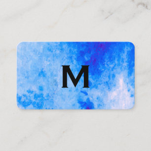 Carte De Visite Aquarelle chic bleu avec monogramme