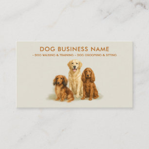 Carte De Visite Aquarelle Chien Grooming Marche Assis Embarquement
