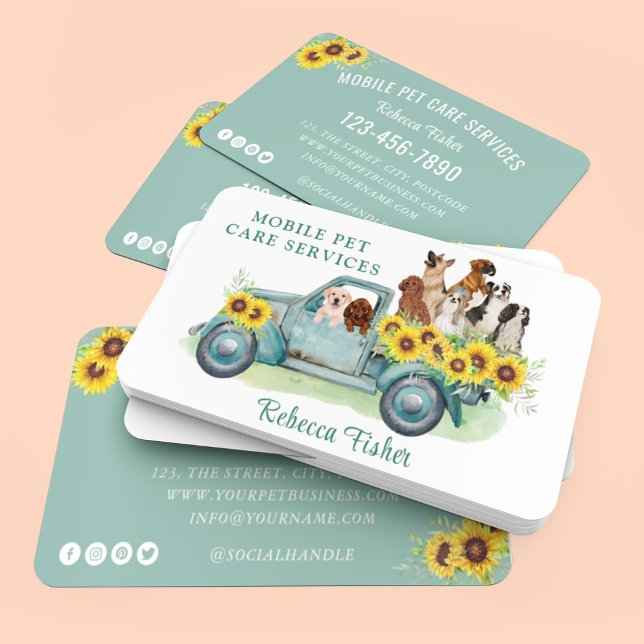 Carte De Visite Aquarelle Chien Grossiste Services de soins pour a (mobile pet care services)