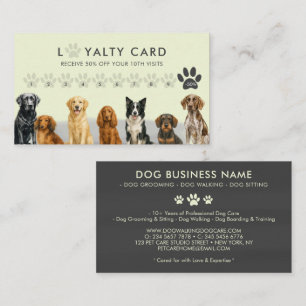 Carte De Visite Aquarelle Chien se reproduit vert Grooming Loyauté