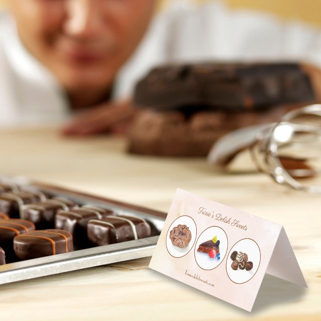 Carte De Visite Aquarelle chocolat Desserts Boulangerie Voiture d' (Créateur téléchargé)