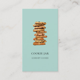 Carte De Visite Aquarelle Chocolat magasin de biscuits Turquoise