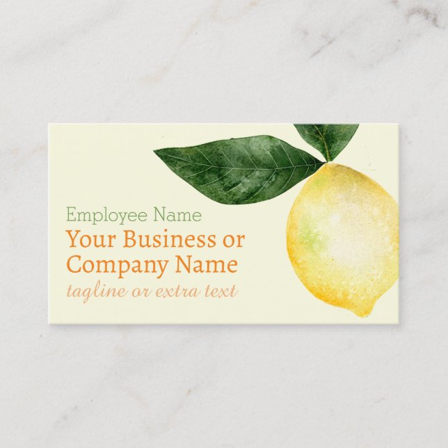 Carte De Visite Aquarelle Citron Jaune Citron (Devant)